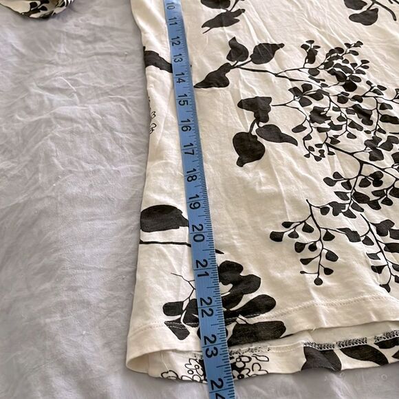 Theory Cream Botanical Print Cowl Neck Top Floral Short Sleeve Designer Sz SP - Picture 6 of 8